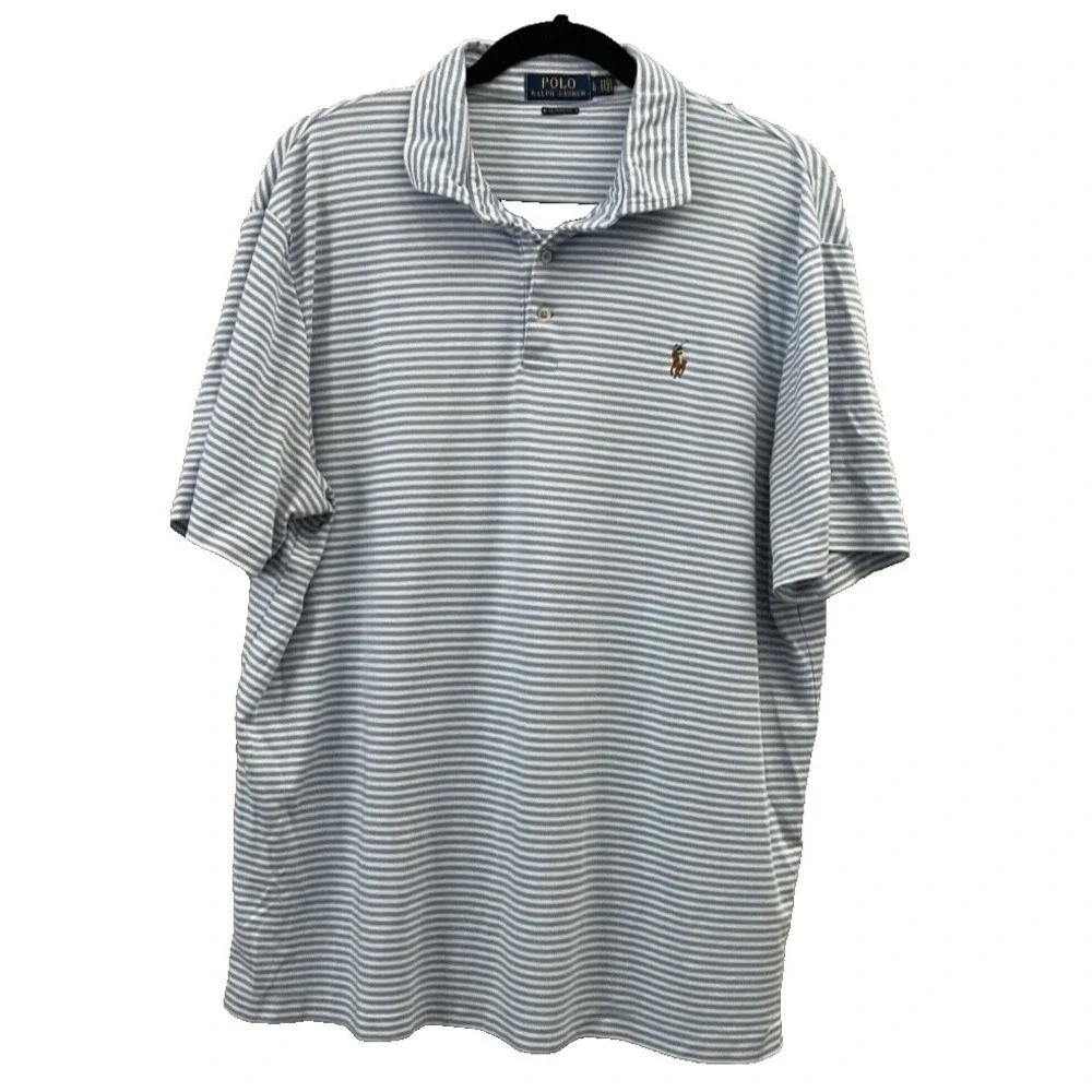 Polo Ralph Lauren Shirt Mens Large Striped Classic Fit Flesh Pony Preppy Coastal